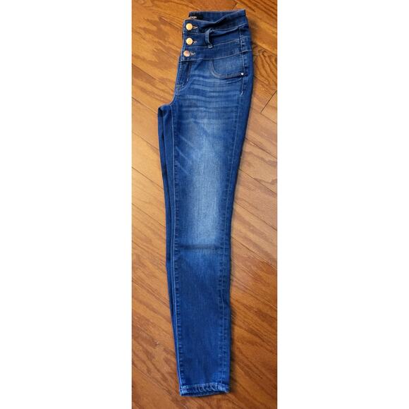 Refuge Jeans Womens Size 0 Skinny Blue Denim Stretch 3 Buttons Closure - Picture 8 of 9